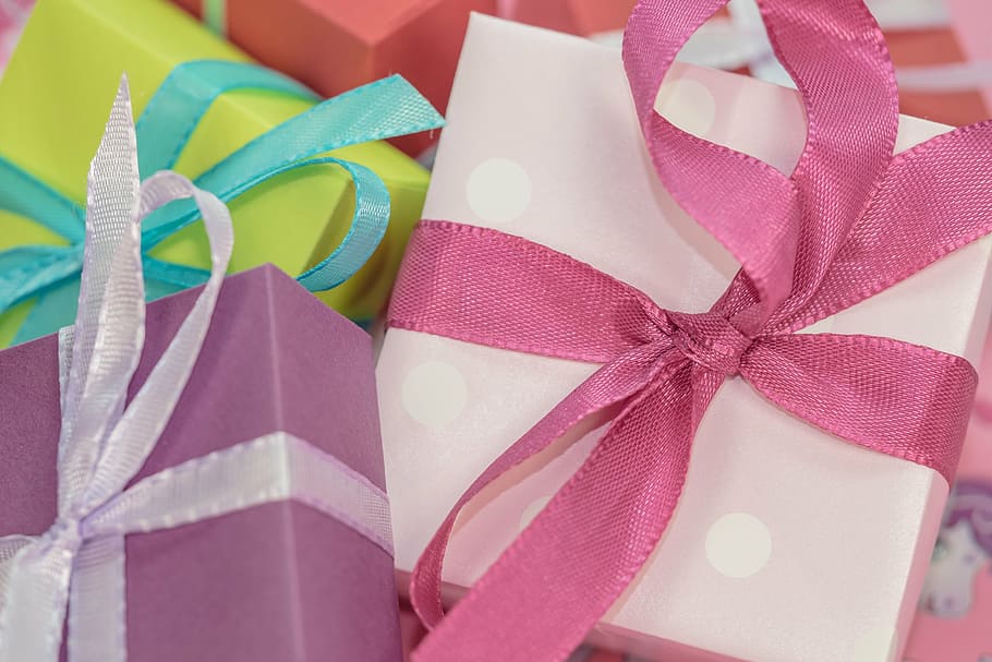 assorted-color gift boxes, made, package, loop, packet loop HD wallpaper
