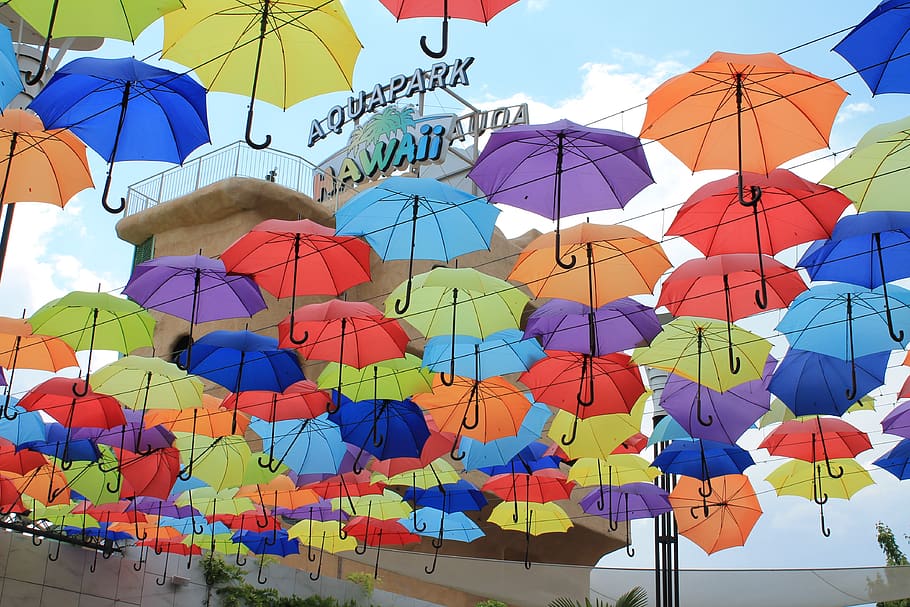umbrellas, alley, sun, shadow, vacation, ukraine, odessa, arcadia, HD wallpaper