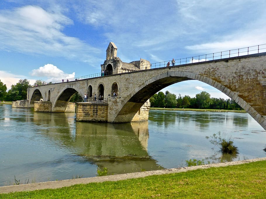 grey concrete aqueduct, bridge, avignon, pont de avignon, bridge - man made structure, HD wallpaper