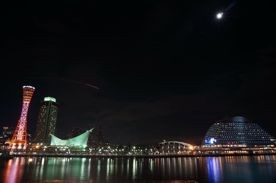 lighted high-rise buildings, japan, osaka, osaka night view, umeda, HD wallpaper