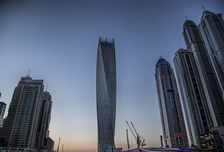 high rice building, dubai, skyscraper, u a e, city, glass, skyline HD wallpaper