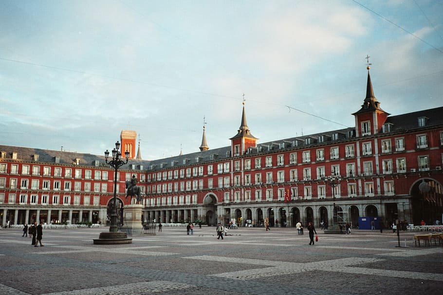 Plaza Mayor in Madrid, Spain, buildings, España, photo, public domain, HD wallpaper