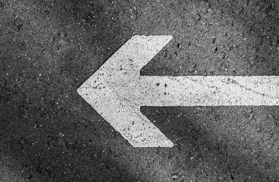 white arrow road signage, characters, next, black white, asphalt HD wallpaper