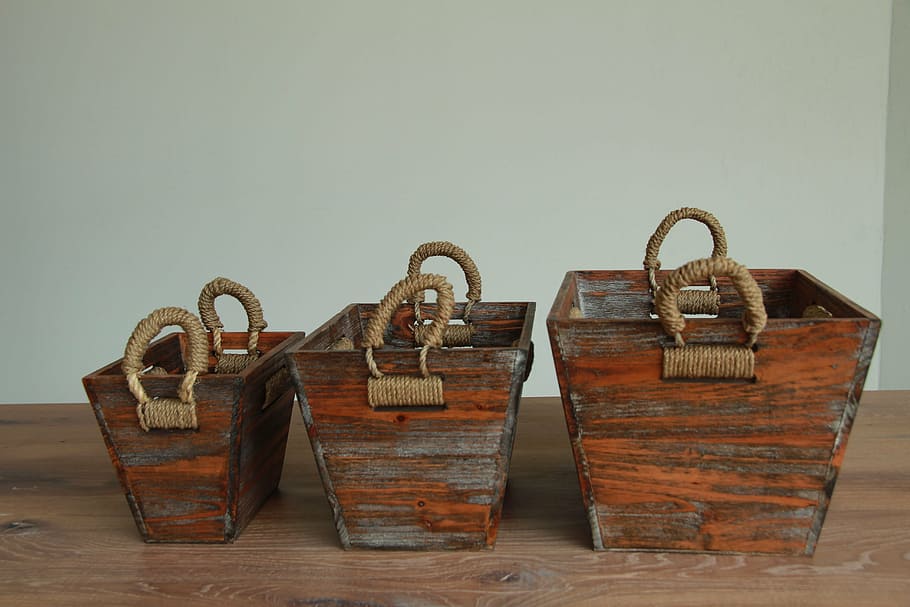 oak baskets, indoors, no people, still life, table, wood - material HD wallpaper
