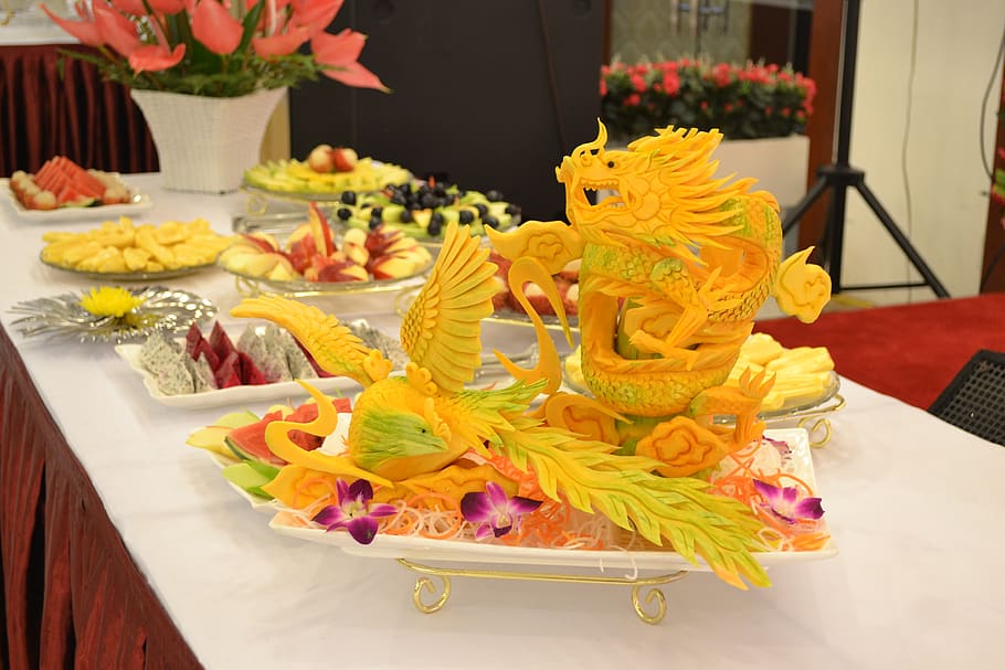 dragon, phoenix, flower, flowering plant, table, indoors, no people HD wallpaper