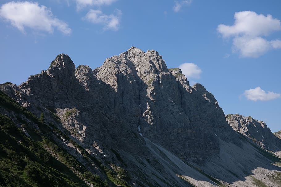 top of pools, mountain, summit cross, allgäu alps, rock - object