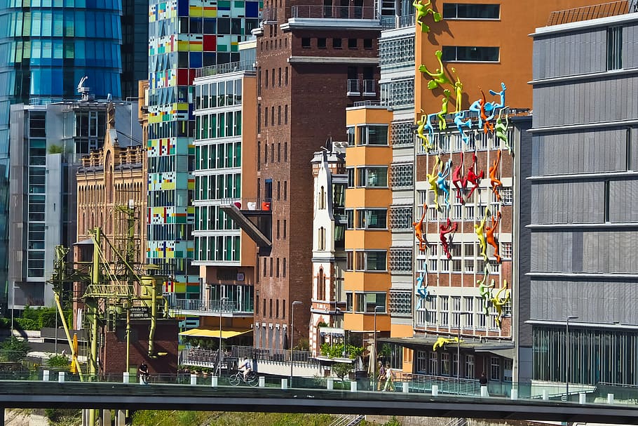 architecture, media harbour, düsseldorf, building, port, modern