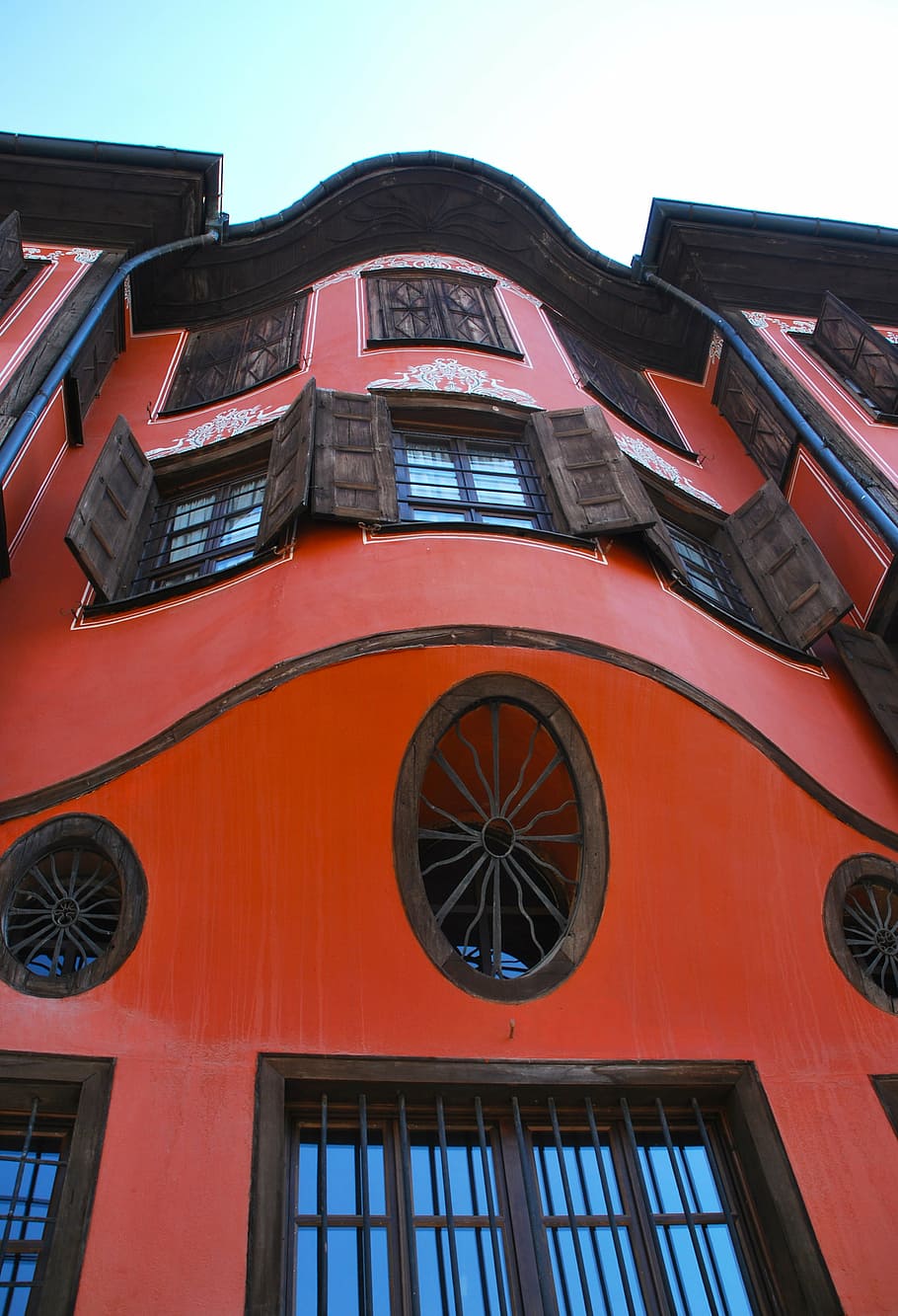 plovdiv, old, building, house, museum, red, orange, sky, rural