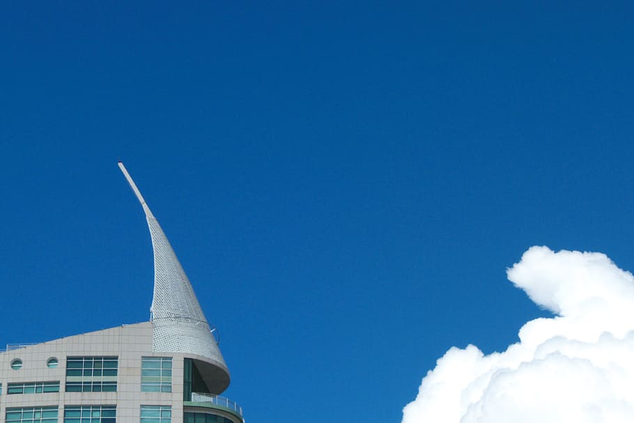 home, building, modern, architecture, facade, clouds, blue HD wallpaper