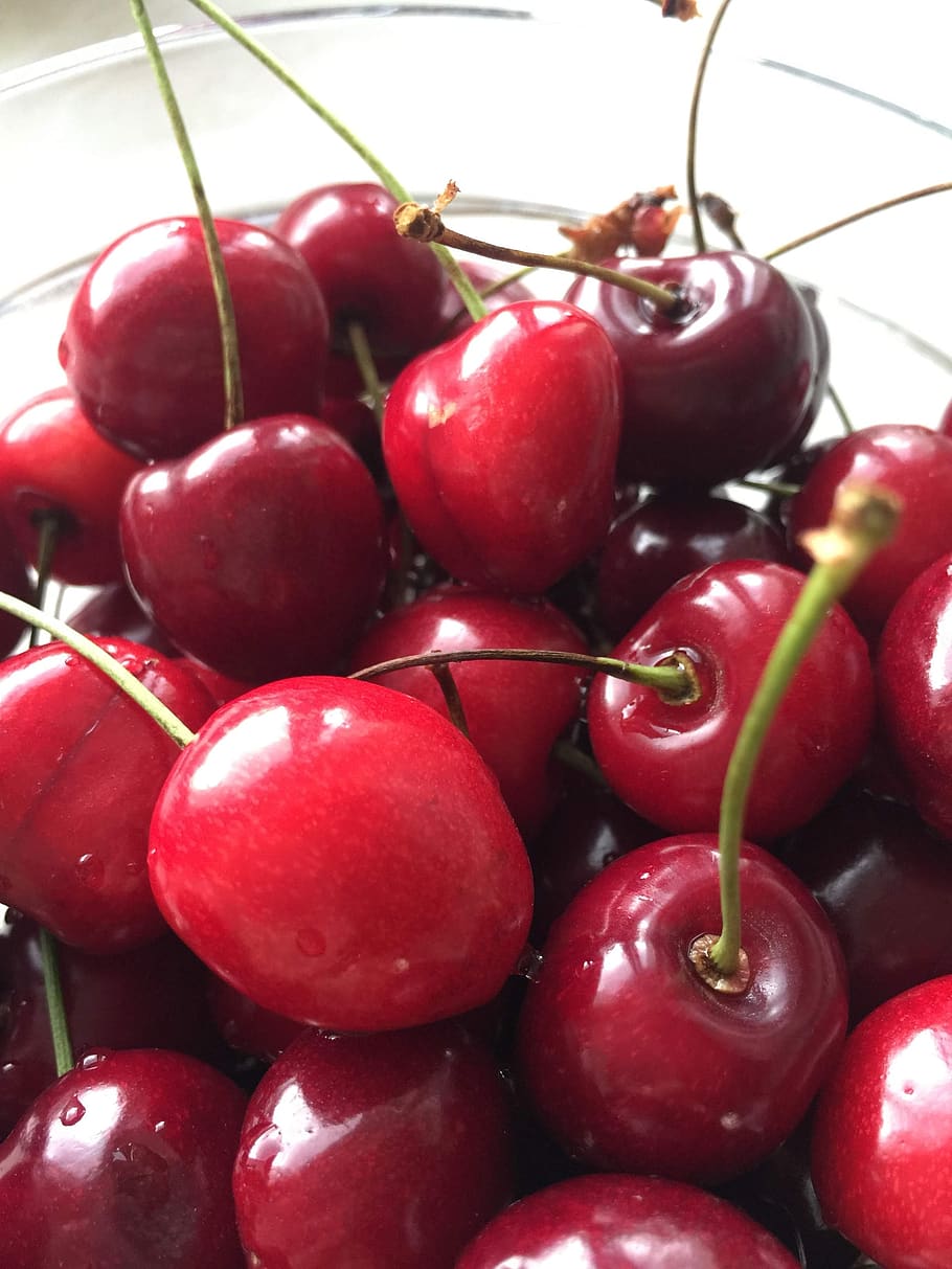 cherries, fruit, eating, fresh, spring, kitchen, nature, sweet cherries HD wallpaper