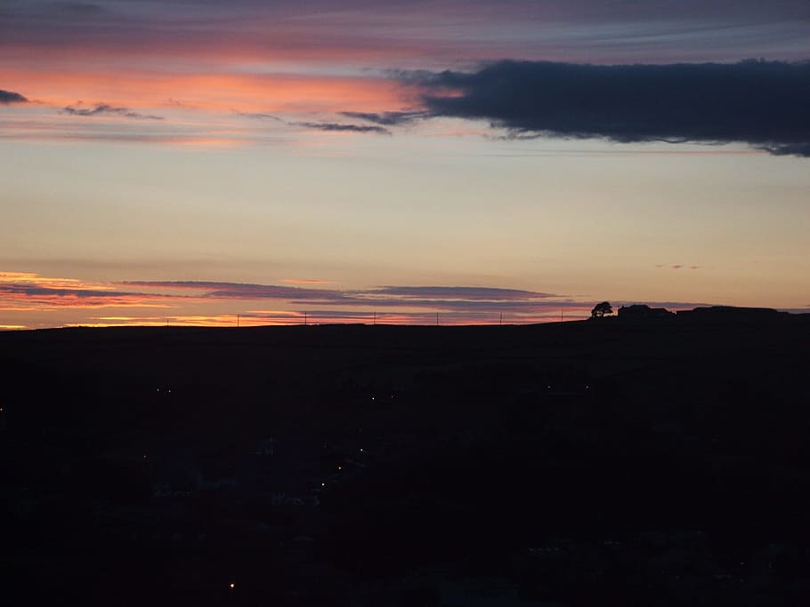 Sunset, Dark, Sky, Clouds, Dark Sky, dusk, cloudscape pink sky HD wallpaper
