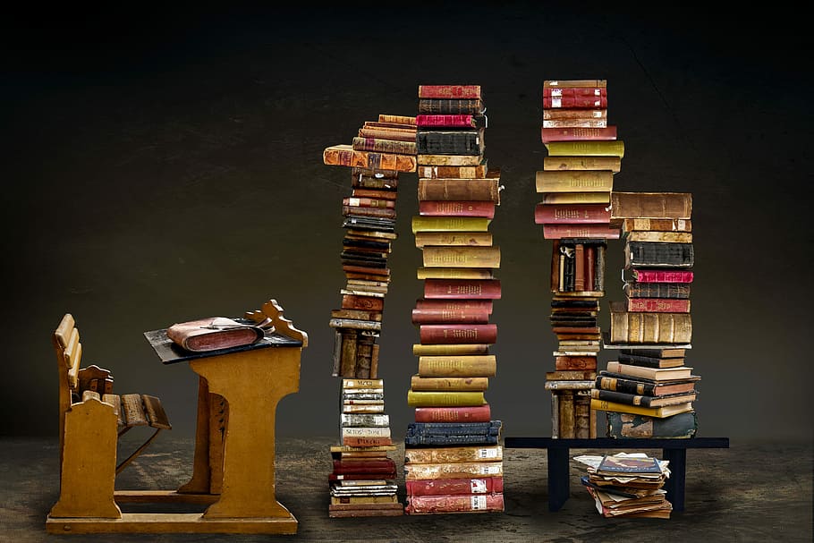 pile of assorted books, read, learn, literature, old books, library, HD wallpaper