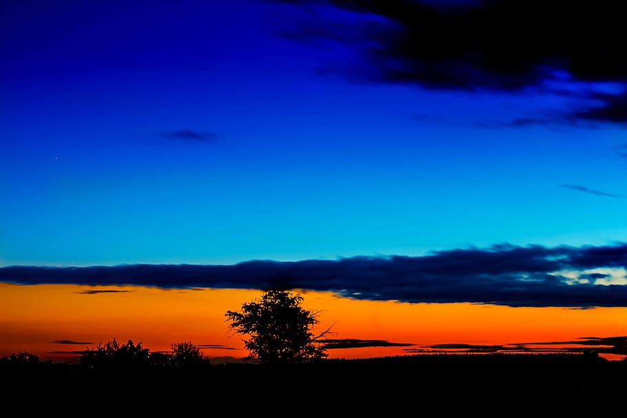 light, dawn, landscape, sky, abendstimmung, backlit, blue hour HD wallpaper