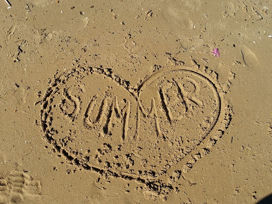sand, summer, holiday, beach, text, handwriting, single Word HD wallpaper