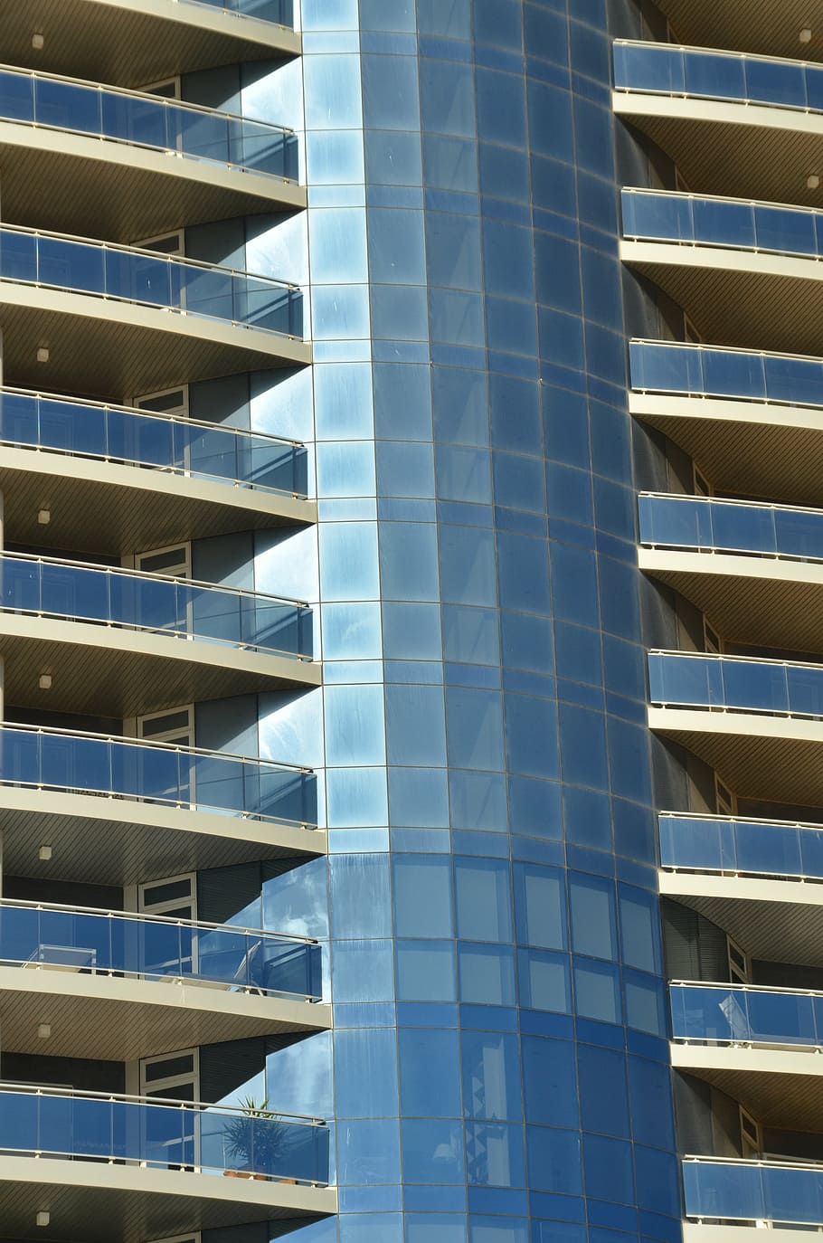 spain, calp, apartment, architecture, balcony, flat, symmetry HD wallpaper