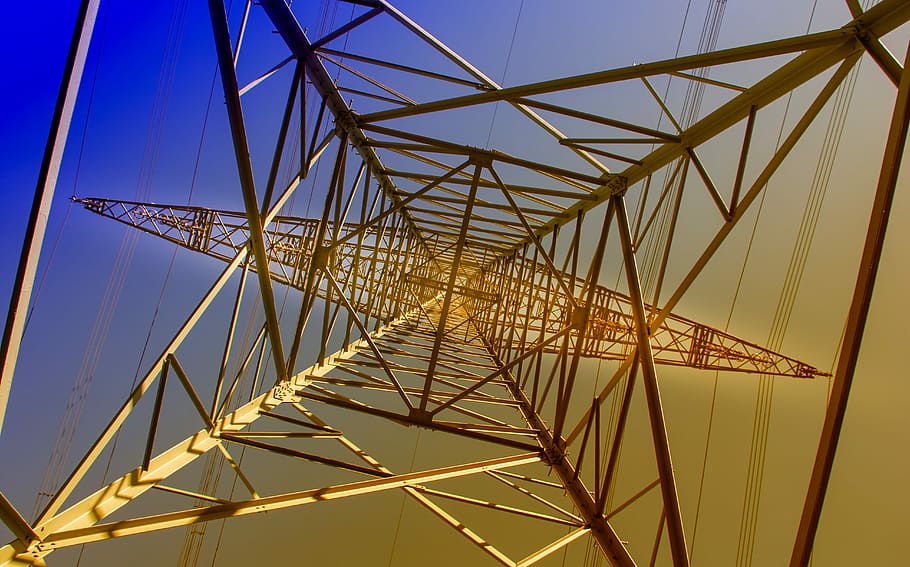 worm's-eye view photography of white electric tower, steel HD wallpaper
