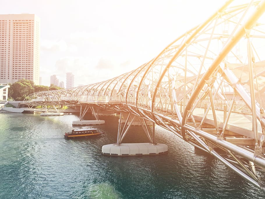 structural bridge, crossing, modern, design, architecture, construction HD wallpaper