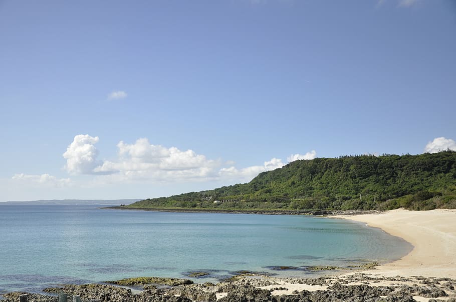 beach, blue sky, summer, water, scenics - nature, sea, tranquil scene HD wallpaper