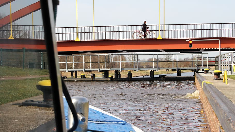 waters, bridge, river, channel, sluice channel, transportation HD wallpaper