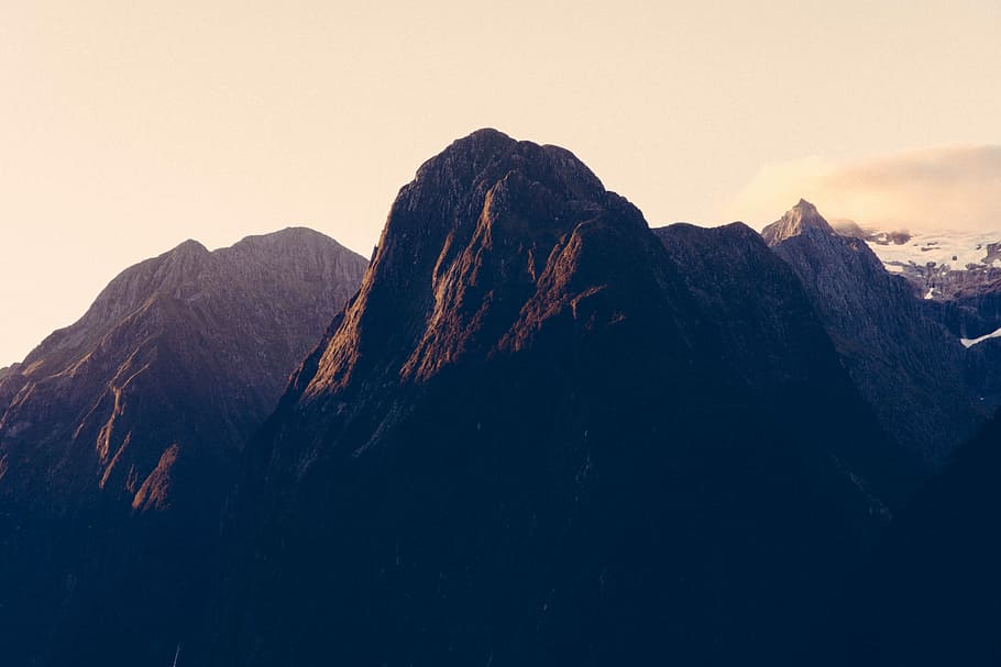 photography of mountain peak under white clouds, nature, scenics HD wallpaper