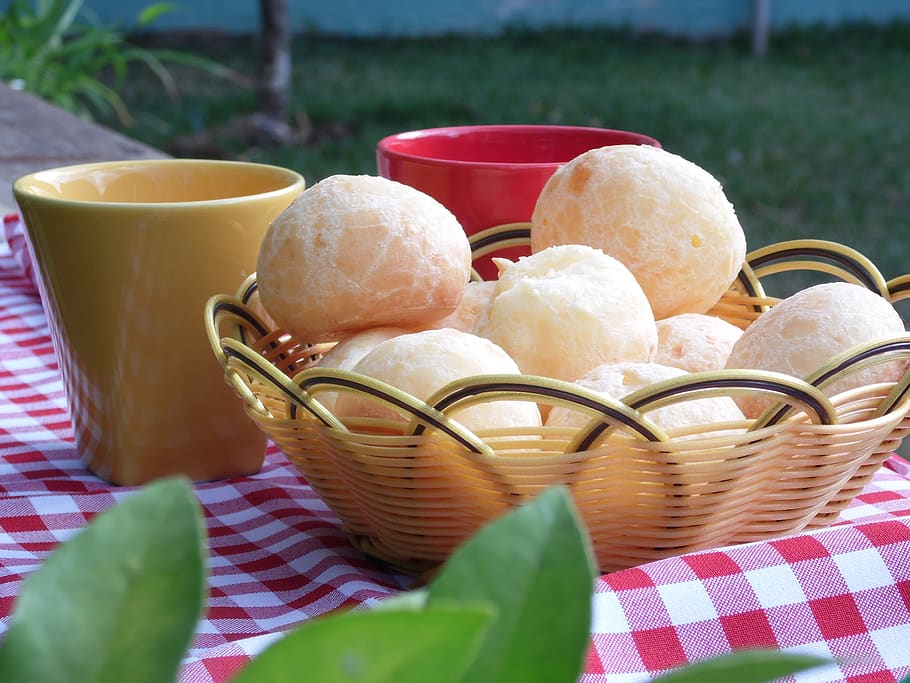 cheese bread, snack, breakfast, basket, mug, food and drink HD wallpaper