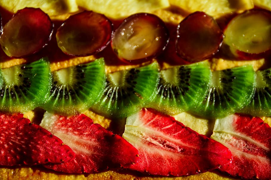 Pie, Fruit, Syrup, Kiwi, Strawberry, decoration, food and drink HD wallpaper
