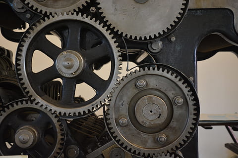 gray sprocket, technology, printing, mechanical engineering HD wallpaper