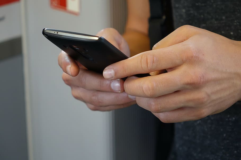 person using black smartphone, hands, tap, mobile phone, touch screen HD wallpaper