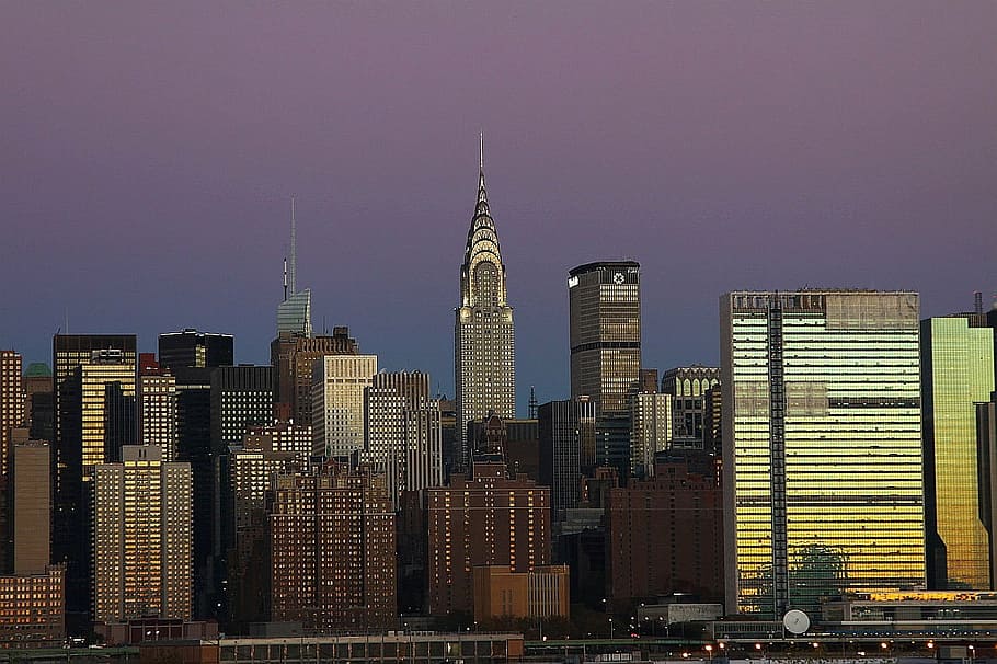 gray concrete tower, skyline, city, manhattan, new, york, chrysler, HD wallpaper
