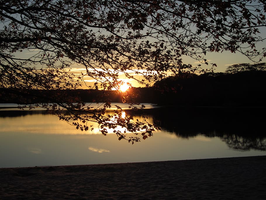 sunset, dennis pond, cape cod, lake, fall, sky, clouds, outdoors HD wallpaper