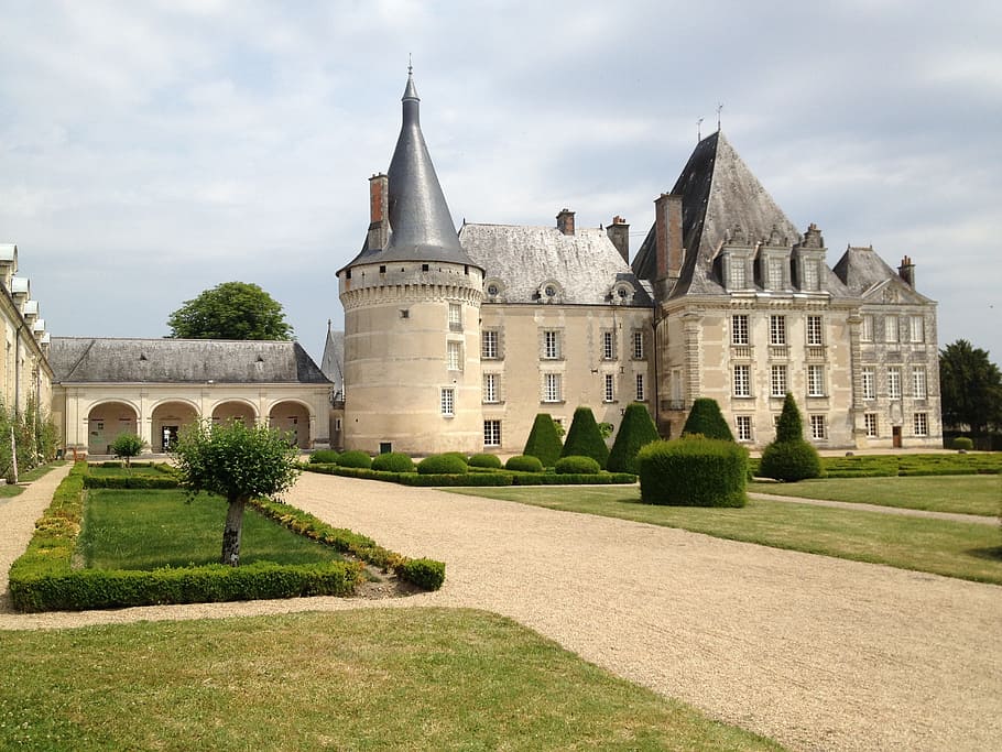 white painted castle at daytime, france, chateau, landmark, historic, HD wallpaper