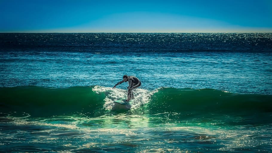 surfer, nazare, portugal, atlantic, surfing, sea, water, sport, HD wallpaper