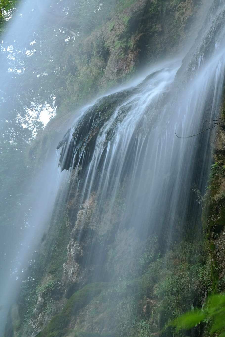 waterfall, urach waterfall, long exposure, water veil, swabian alb, HD wallpaper
