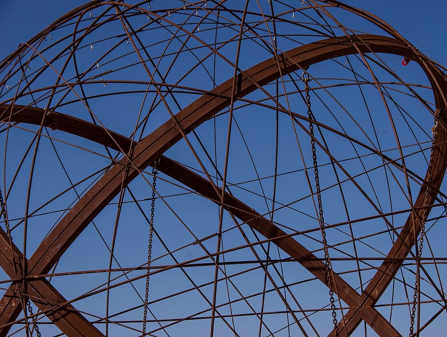 sculpture, art, sphere, abstract, metal, contemporary, modern HD wallpaper