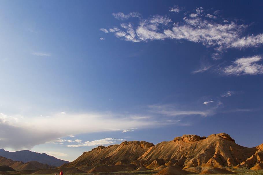 danxia, blue sky, white cloud, cloud - sky, mountain, scenics - nature HD wallpaper