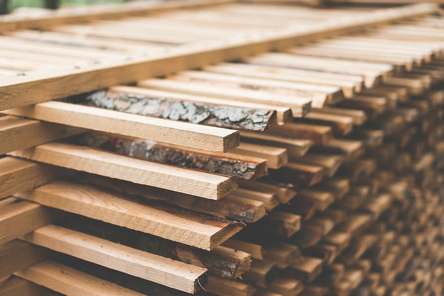 Freshly Cut Wood Stacked for Lumber Air Drying Close Up, felling HD wallpaper