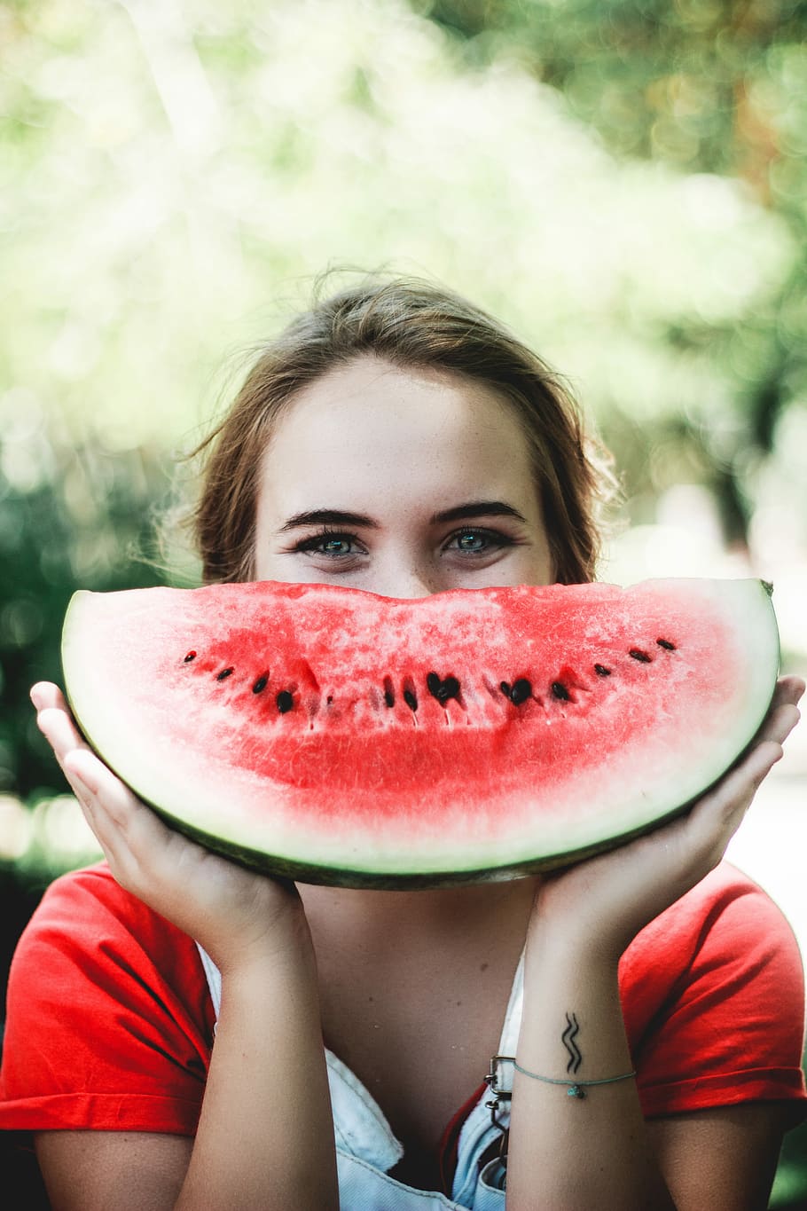 Hd Wallpaper Woman Holding Sliced Watermelon Woman Holding Slice Watermelon Wallpaper Flare