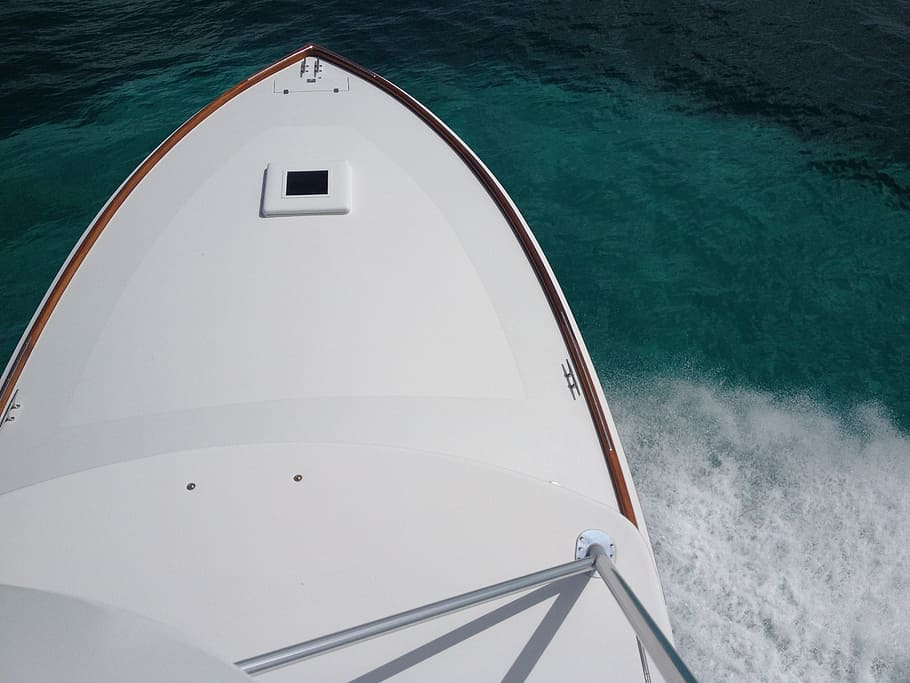 boat, bow, ocean, wake, deck, luxury, water, sea, nautical vessel HD wallpaper