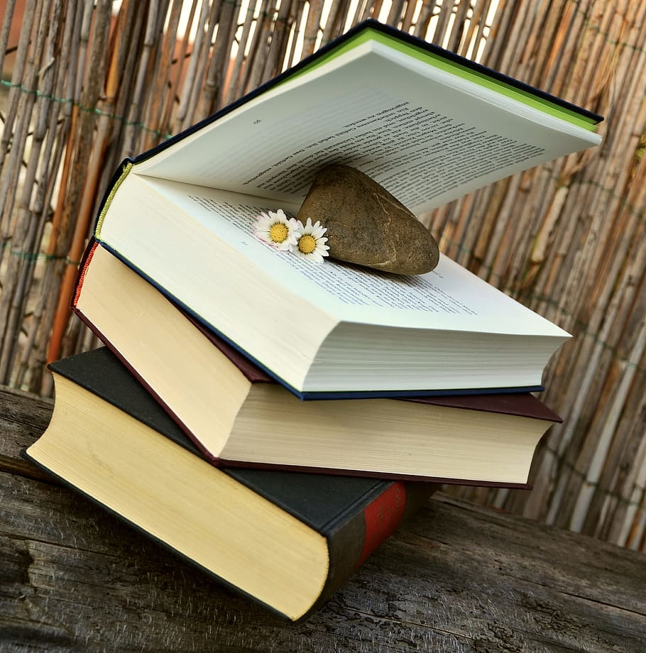 three piles of thick books, read, literature, study, book pages HD wallpaper