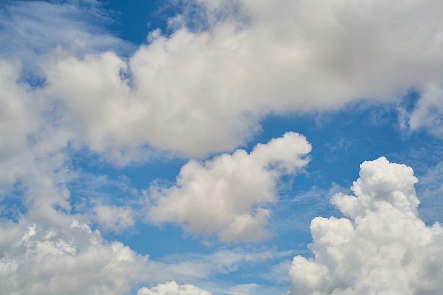 clouds, blue, nature, summer, white, landscape, white clouds HD wallpaper