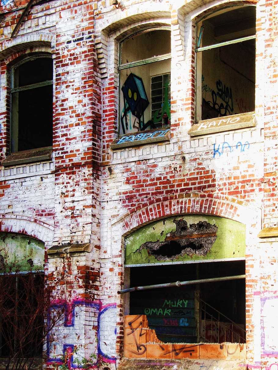 factory, building, old, lapsed, hauswand, window, ruin, leave HD wallpaper