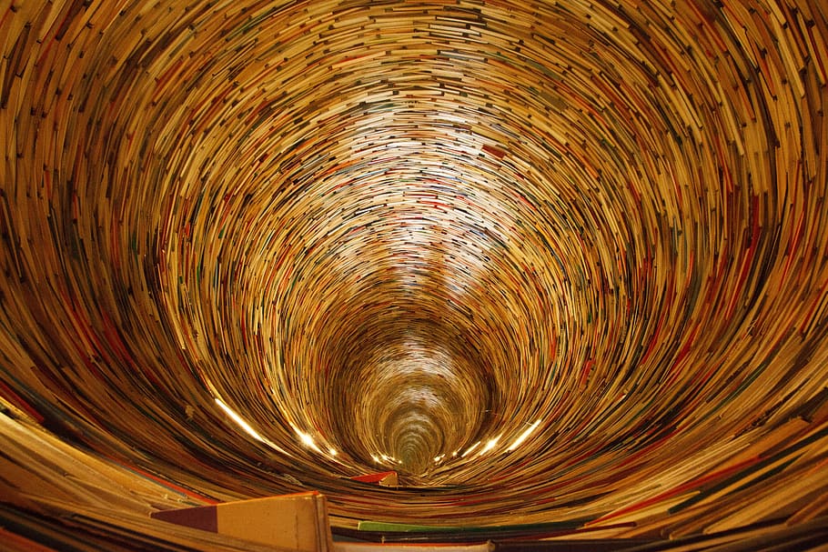 brown twirl view, book, books, circle, curly, education, knowledge HD wallpaper