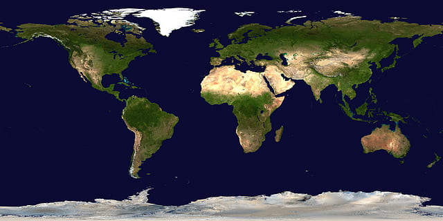 world map illustration, earth, nasa, day, ocean, ice, satellite view HD wallpaper