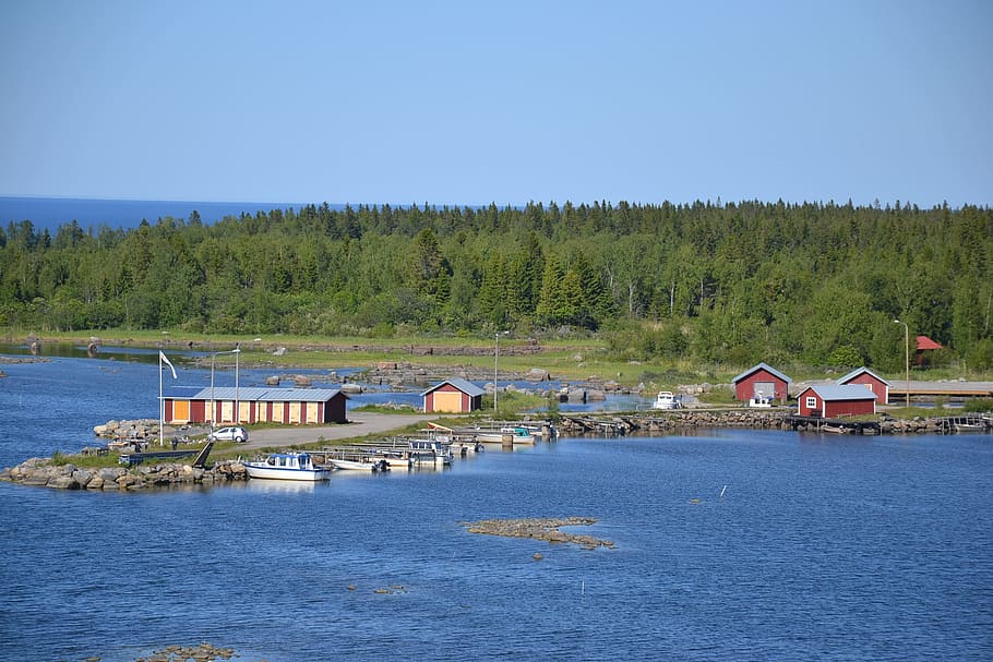 nature, summer, seaside, water, fishing village, finland, architecture