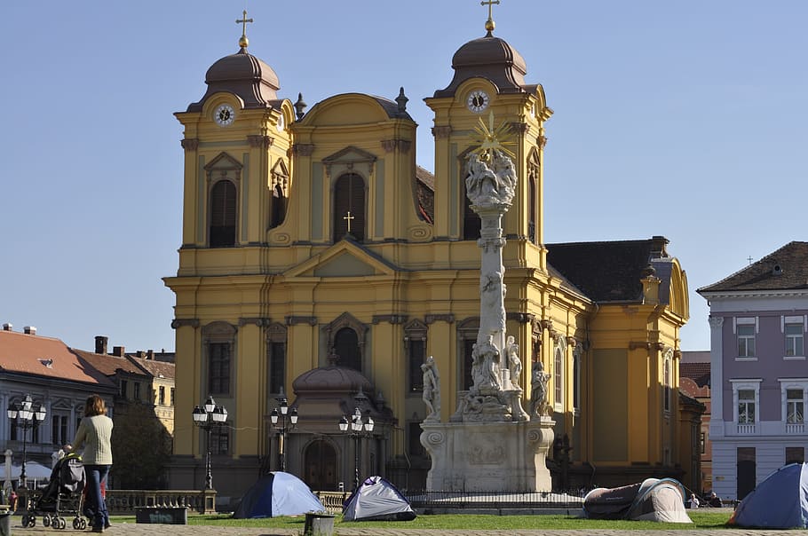 timisoara, cathedral square, dom, architecture, building exterior HD wallpaper