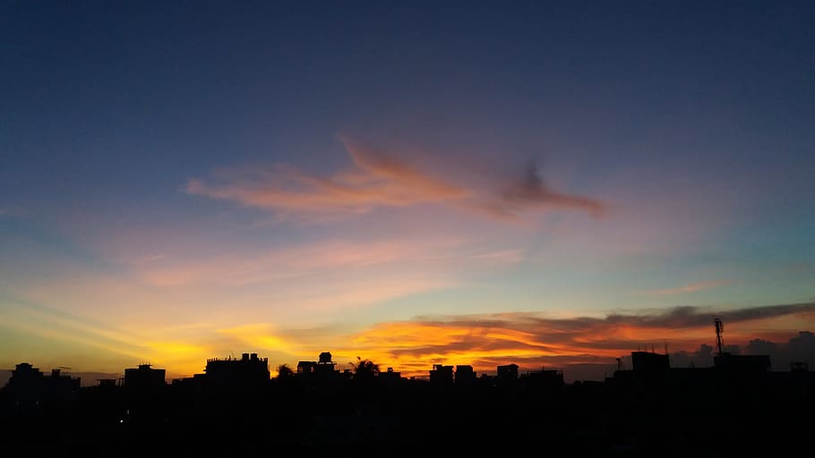 Sun Set, Yellow Sun, Sunset, yellow sun set, silhouette, sky HD wallpaper