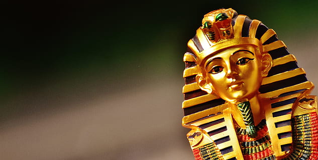 gold Tutankhamen ceramic bust figure, statue, egypt, egyptian HD wallpaper