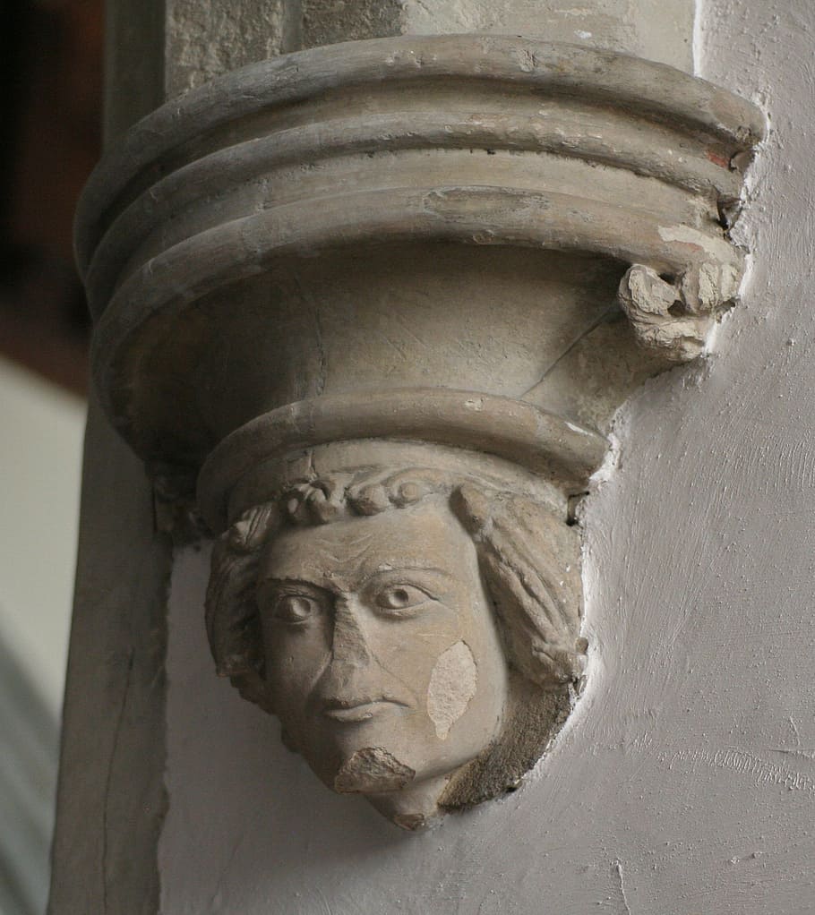 grotesque, carving, masonry, stone, boss, archway, st michael's church