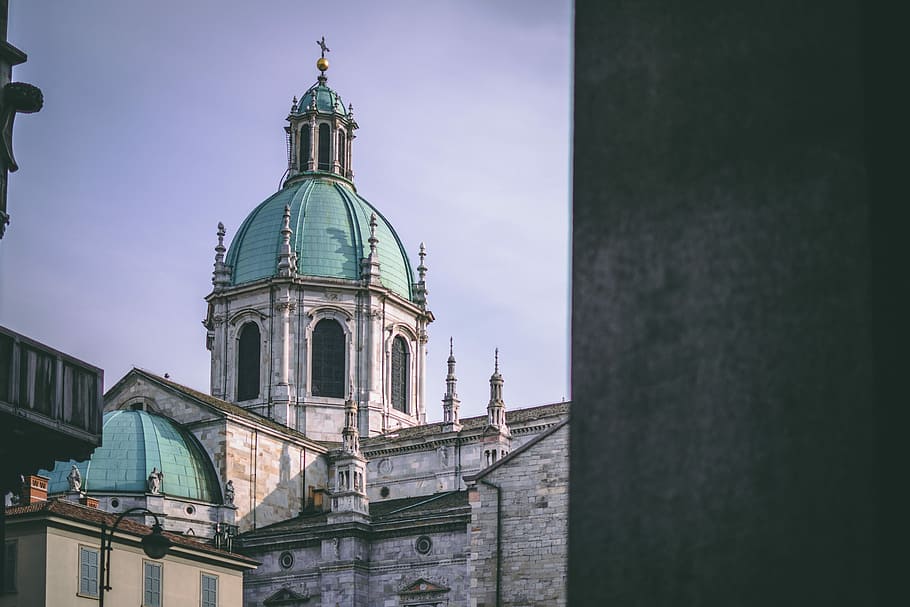 gray and blue dome cathedral, gray and white cathedral, catherdral HD wallpaper