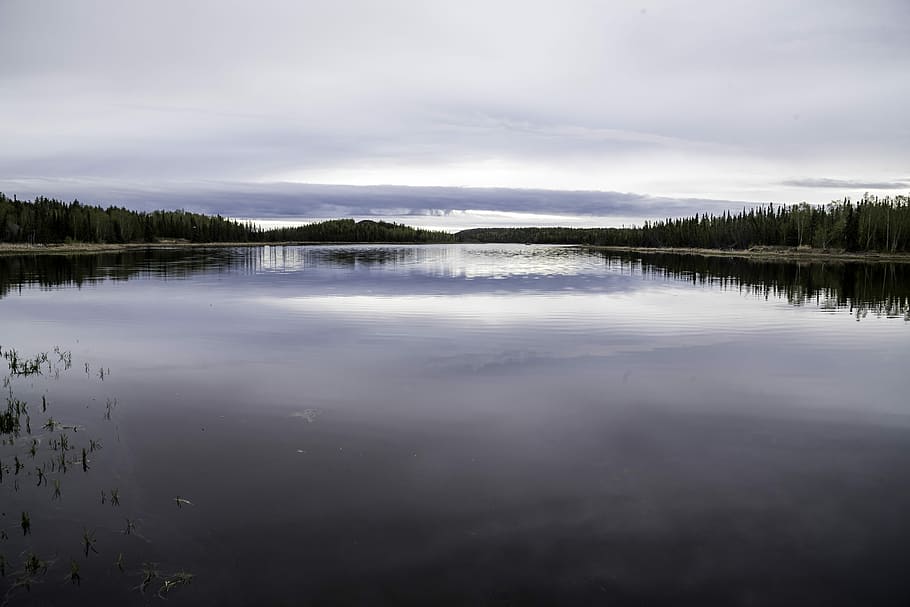 Vee Lake landscape under the cloudy skies, canada, clouds, ingraham trail HD wallpaper